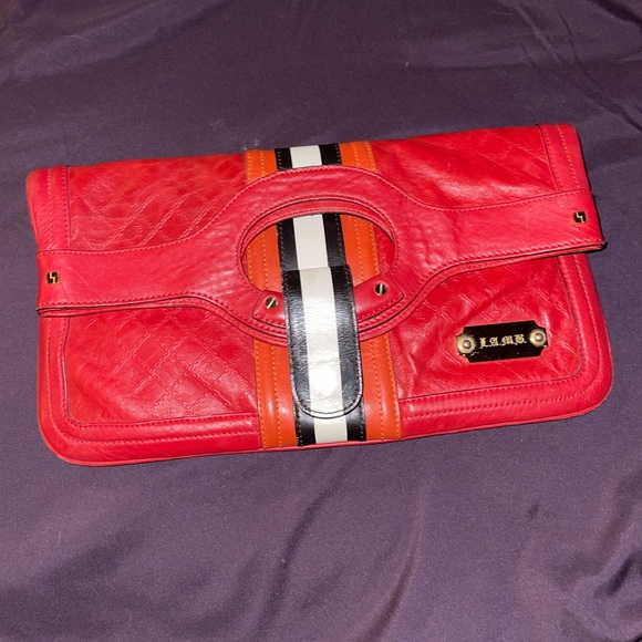 L.A.M.B. Red Leather Bag Clutch Vintage Luxury Gwen Stefani - Picture 1 of 15